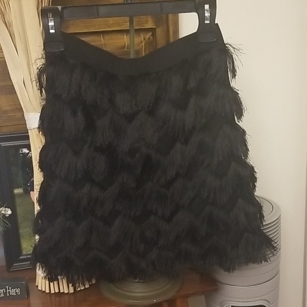 Zara black fringed skirt